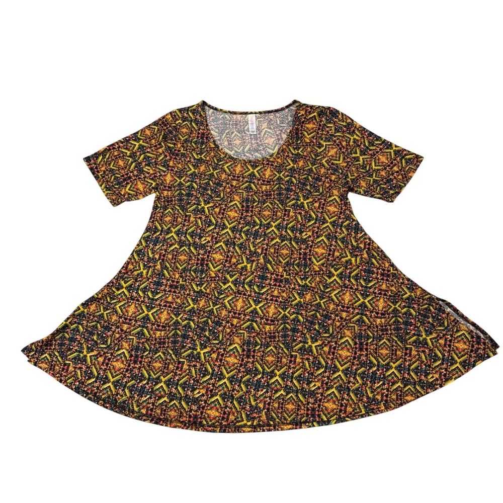 LuLaRoe Perfect T Tunic Top Womens M Geometric Tribal Print Short Sleeve #129
